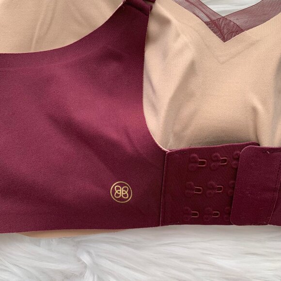 Honeylove - Burgundy soft padded bra wireless mesh adjustable straps, XL - Picture 3 of 5
